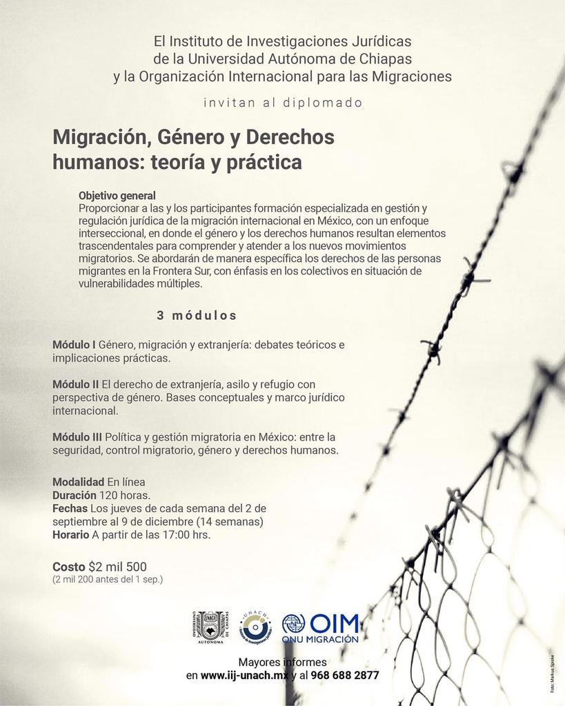 Invita UNACH a formar parte del Diplomado de Migración y Derechos Humanos