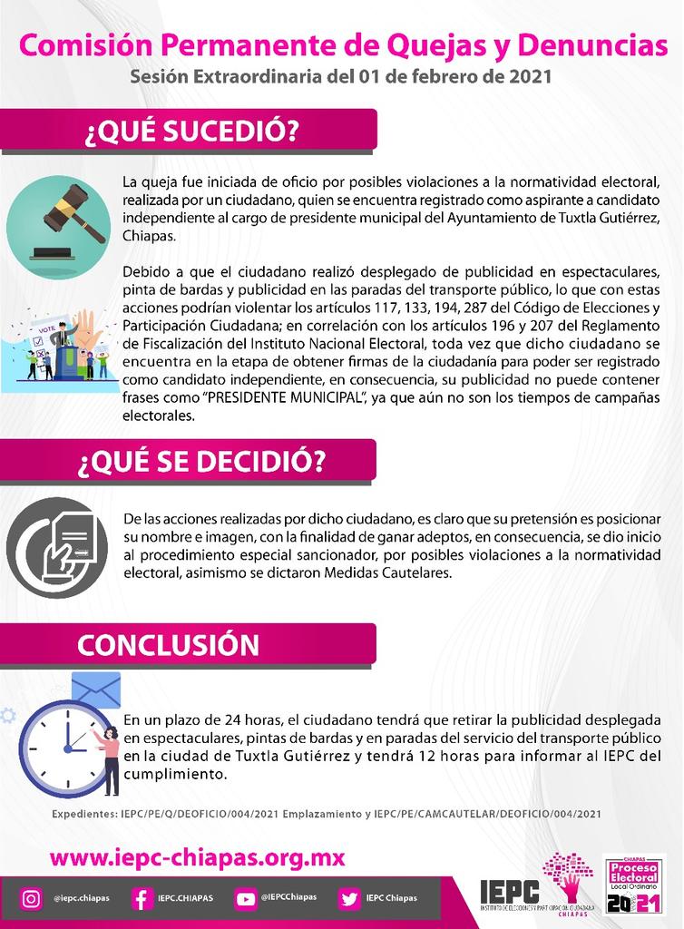 Emite IEPC medida cautelar en contra de aspirante a candidato independiente por posibles violaciones a la normatividad electoral