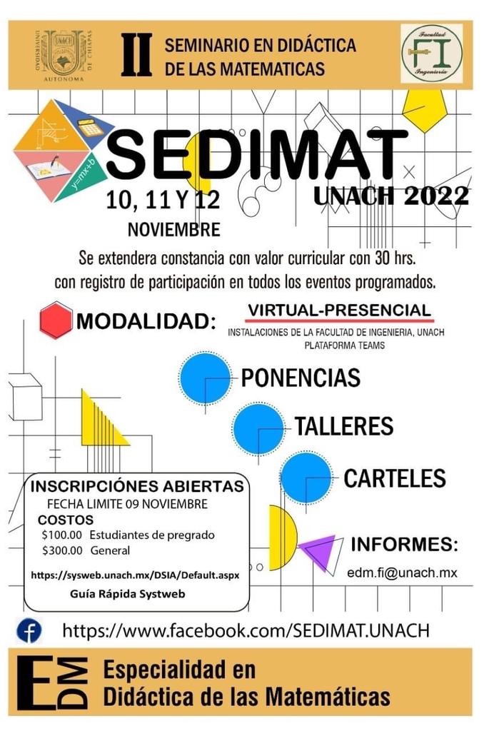Invita la UNACH a participar en Seminario en Didáctica de Matemáticas