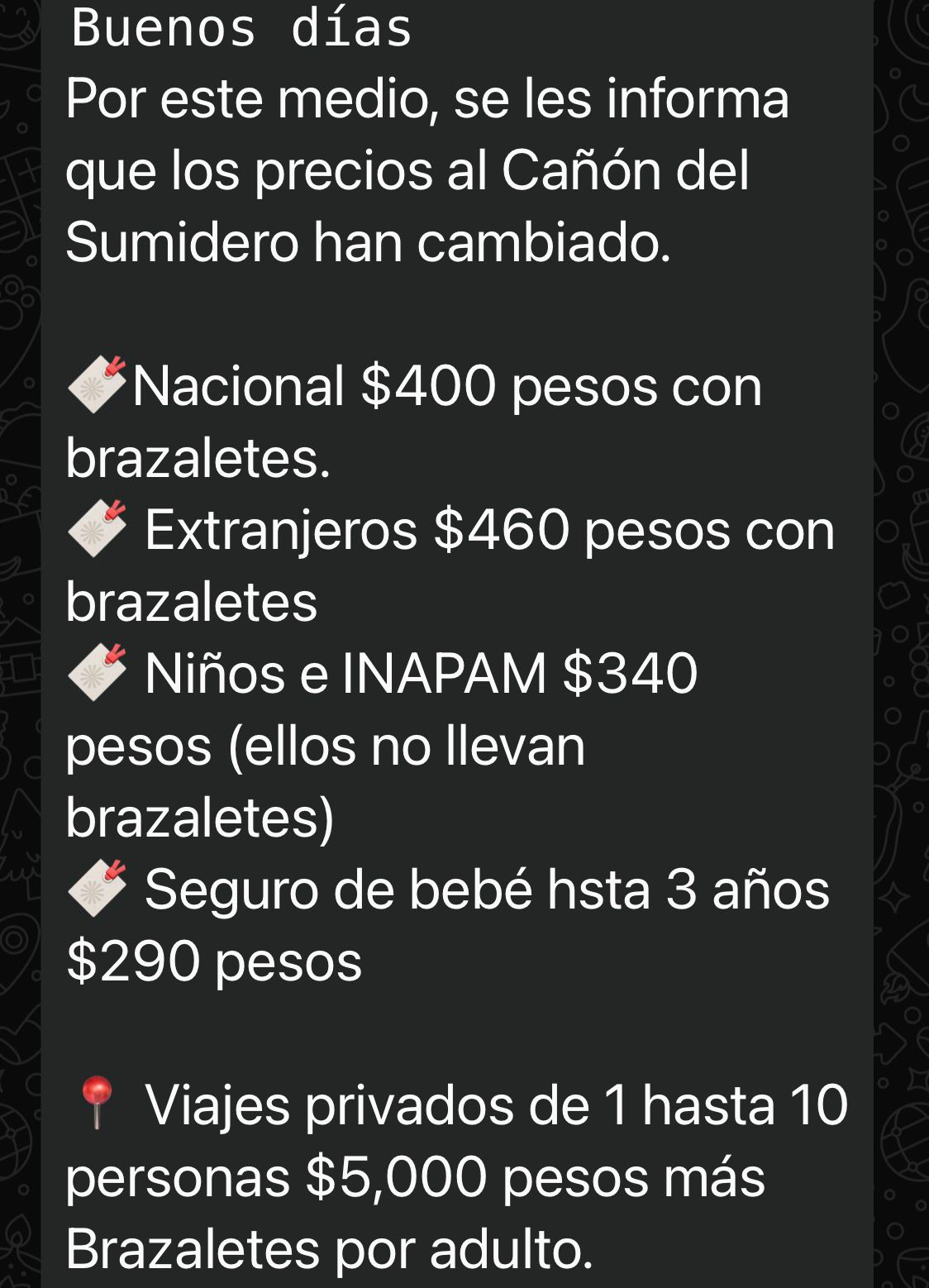 Incremento en tarifas para recorridos en lancha en el Cañón del Sumidero 