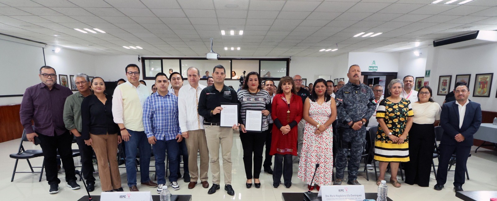 En el marco del Proceso Electivo de Oxchuc, firman convenio IEPC y Secretaría de Seguridad del Pueblo 