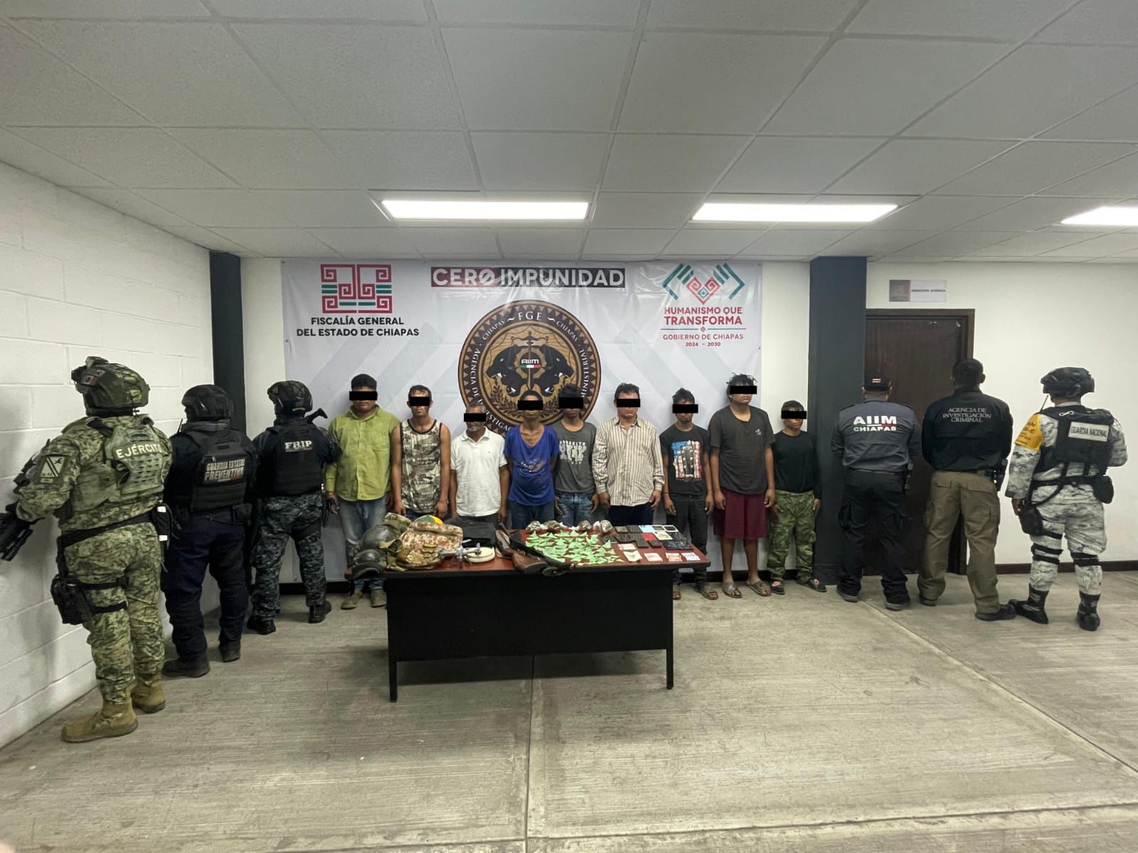 Detienen a nueve personas por delitos contra la salud en operativo interinstitucional en Cintalapa