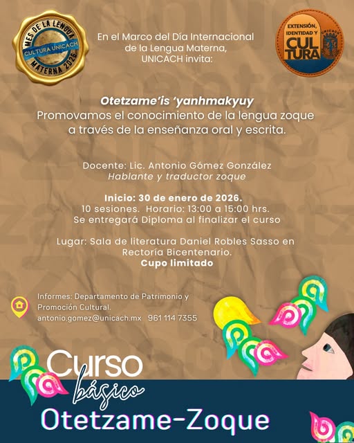 Capacitarán a la comunidad universitaria de la UNICACH en el uso del zoque