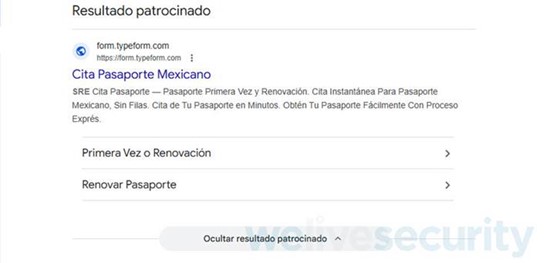 Resultado patrocinado fraudulento que dirige a un formulario intermedio nEezyavbKhMr