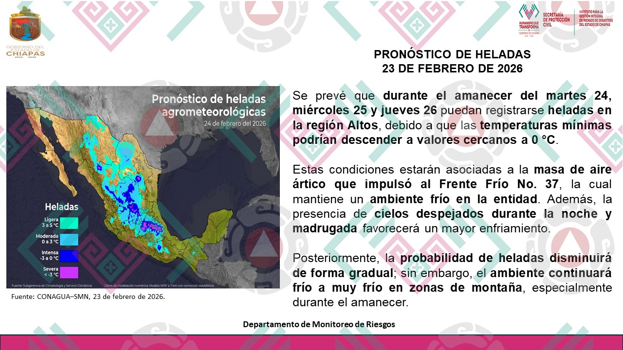 Protección Civil alerta por heladas en la región Altos ante efectos del Frente Frío 37