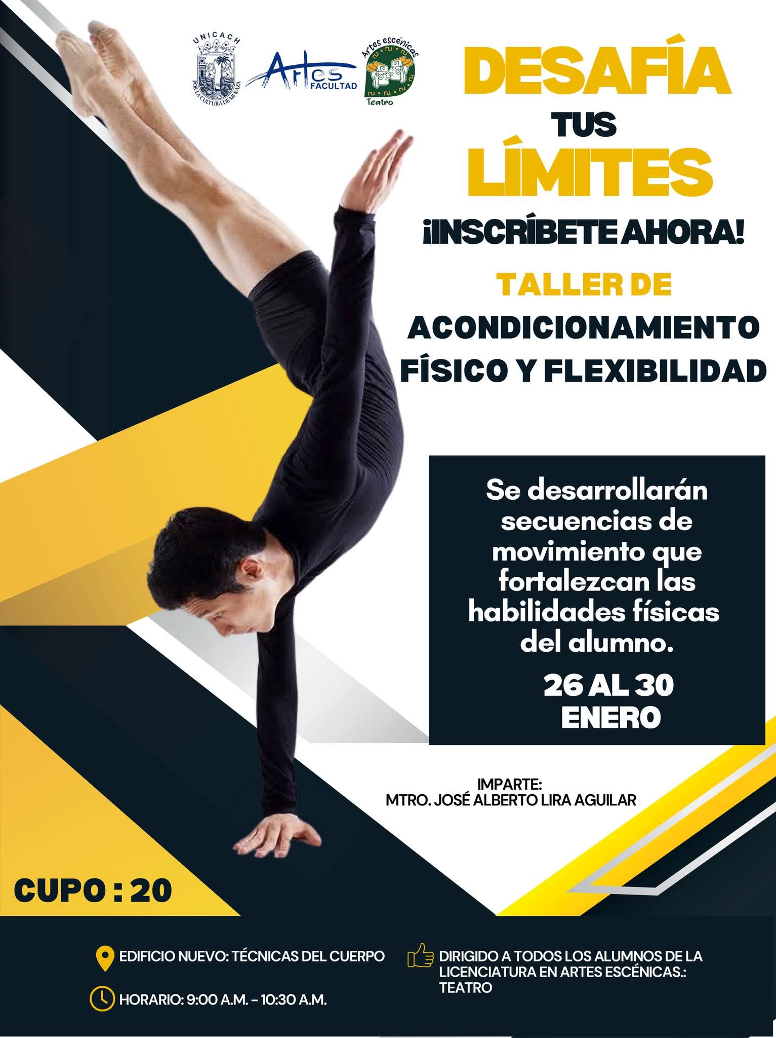 Fortalece UNICACH preparación corporal de estudiantes de Artes Escénicas con taller especializado