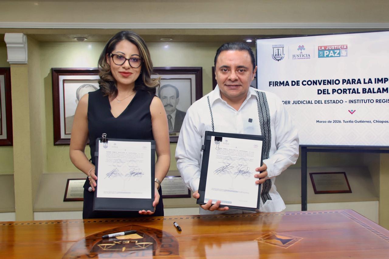 Poder Judicial e Instituto Registral firman convenio para implementar el Portal Balam y agilizar procesos judiciales