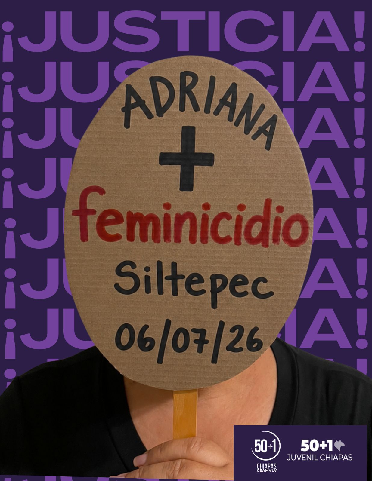 Colectiva 50+1 Chiapas condena feminicidio de Adriana en Siltepec; es el caso 22 registrado en 2026