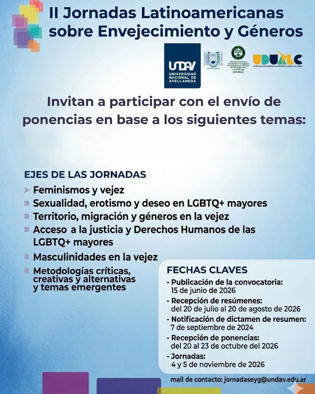Invita UNACH a participar en las Jornadas Latinoamericanas sobre Envejecimiento y Géneros