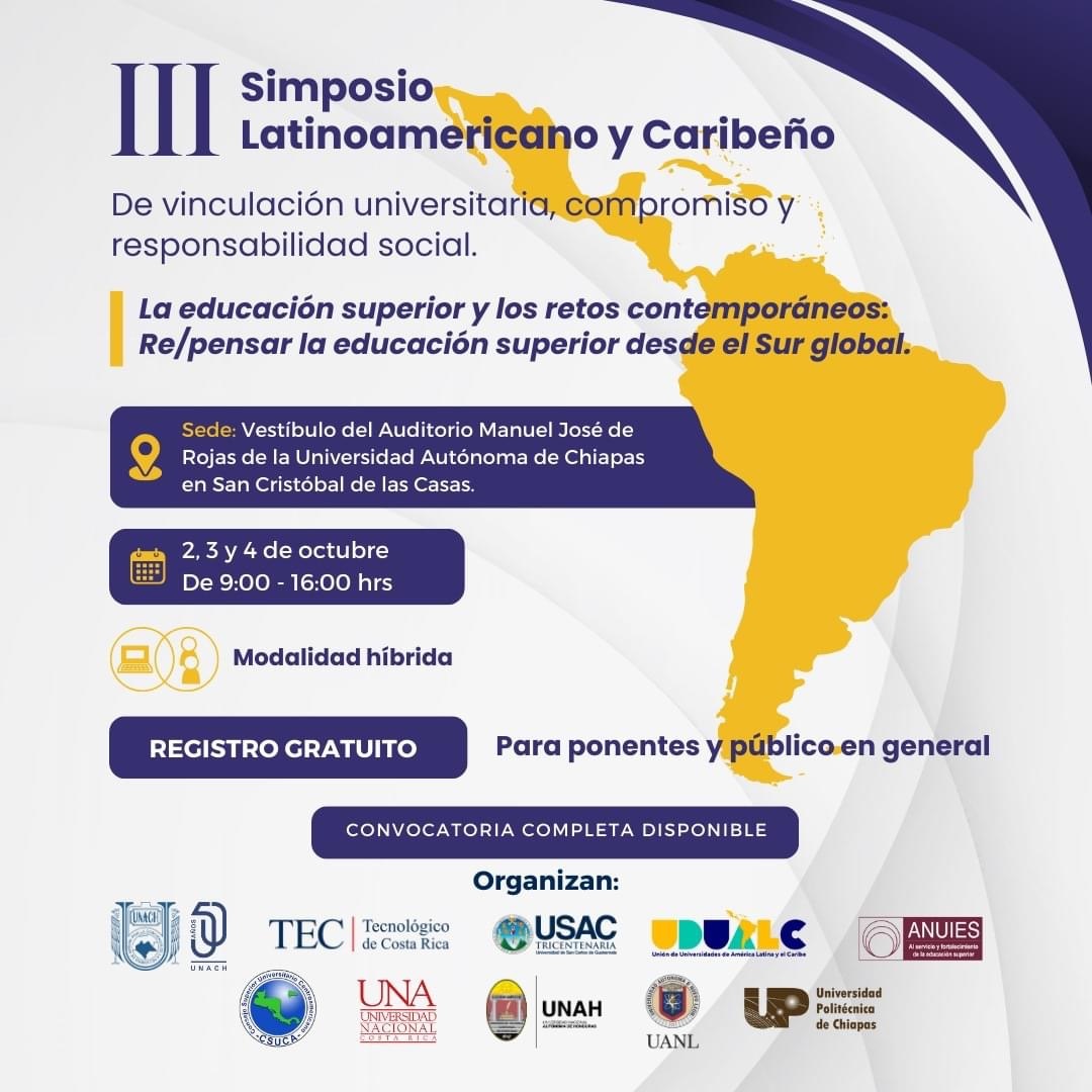 Sera UNACH sede del III Simposio Latinoamericano y Caribeño de vinculación universitaria